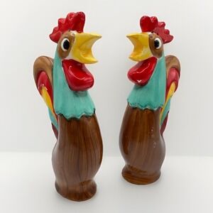 Vintage Rooster Salt and Pepper Shaker Japan Retro MCM Kitchen Kitsch